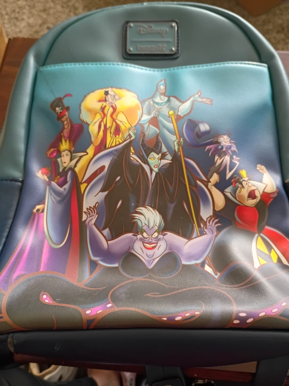 Loungefly Disney Villains Teal and Black Mini Backpack